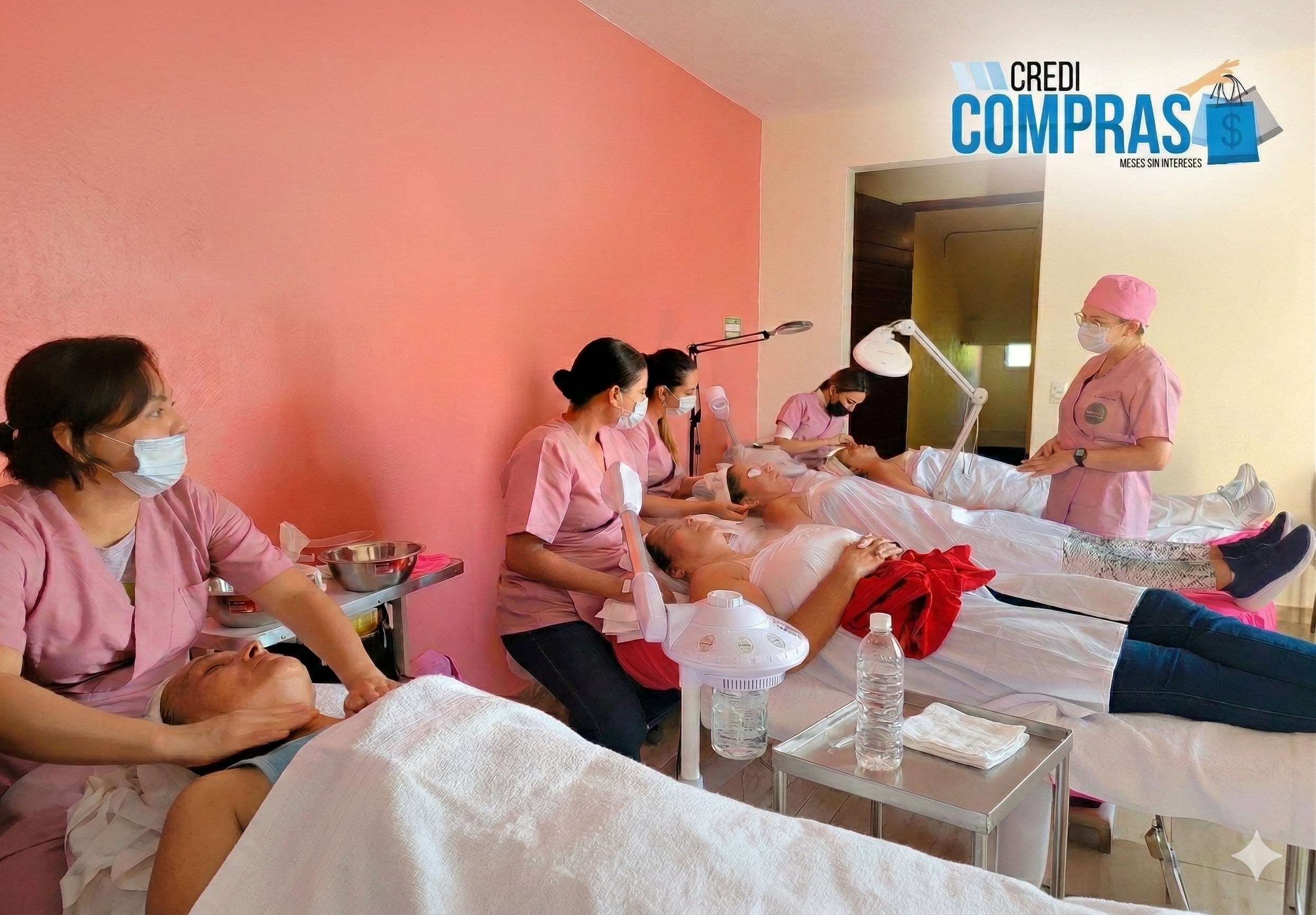 Alumnas de Academia Danas practicando tratamientos faciales en las instalaciones